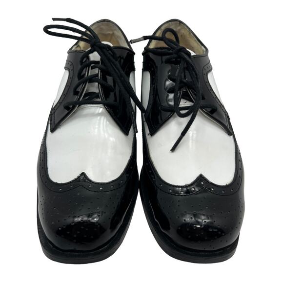 Frederico Leone Zurich Black White Upper Tuxedo Toe Derby Mens 6.5M Dress Shoes - Picture 1 of 9